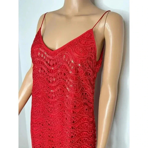 SAYLOR Carley Red sequin scalloped trim slip mini dress size XS Party Holiday - Picture 2 of 7